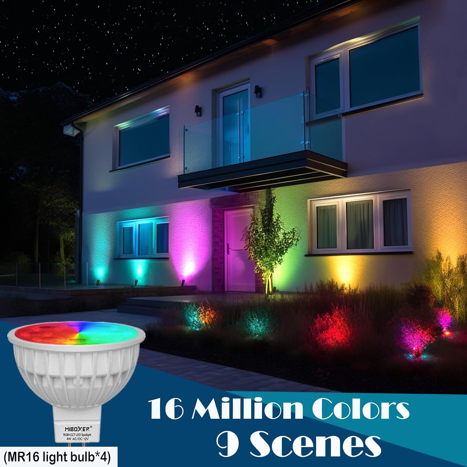 RGB Low Voltage Landscape Lighting, IP65 Adjustable Aluminium Color Changing Landscape Lights with Remote, 12V Spot Lights Outdoor for Yard Garden Patio Lawn Decorative - Image 2