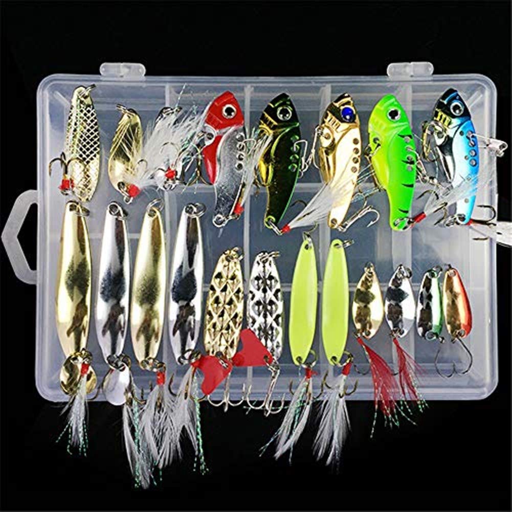 21Pcs Kits de señuelos para Pesca, LAEMALLS Cebos Artificiales de Pesca Cebo Duros/Suaves, Ojos 3D, Accesorios Cebos Articulos de Pesca para la Pesca, Trucha, Bagre, Bass, Salmón y Lucio#2