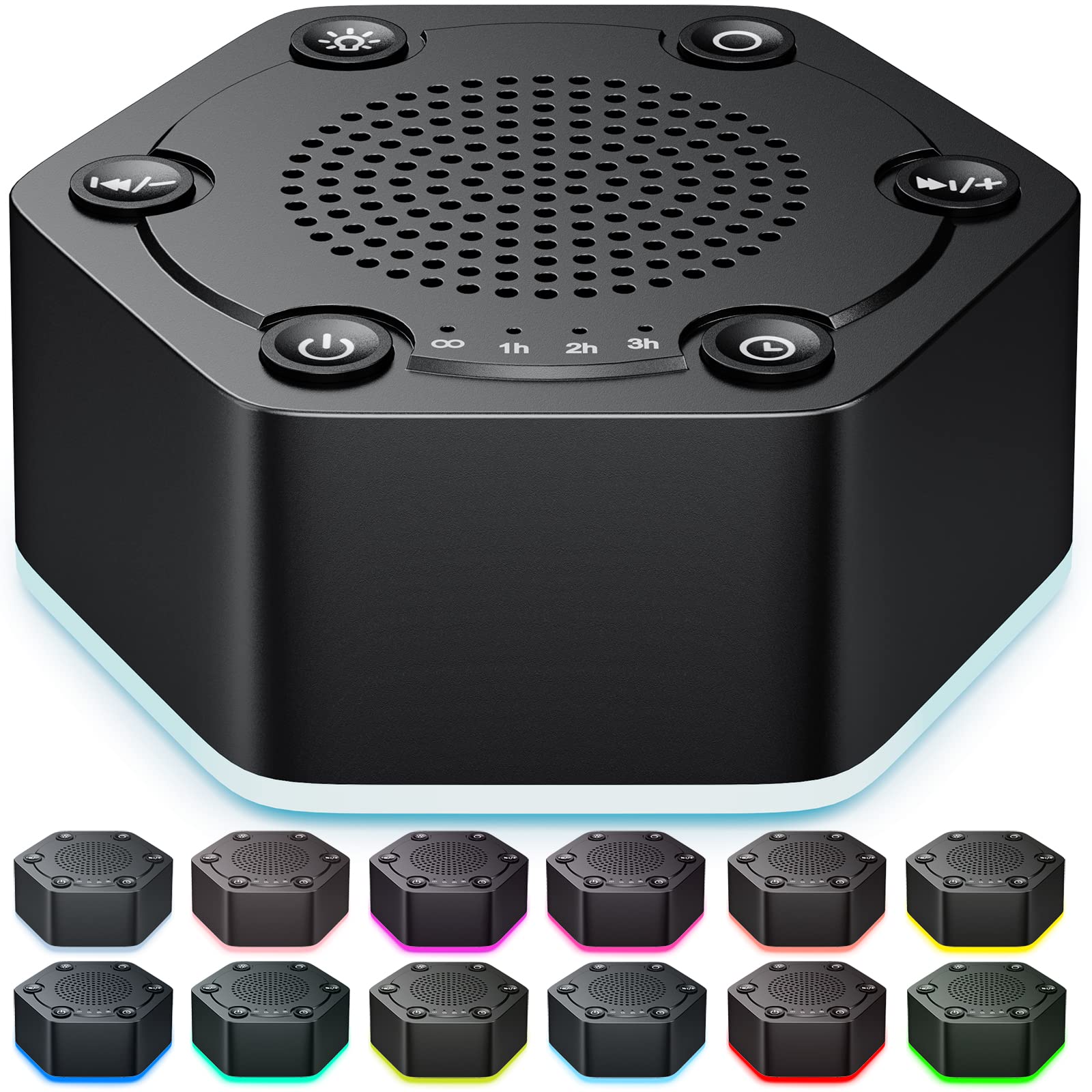 High Fidelity White Noise Sound Machines with 30 Unique Non-Looping Soothing Sounds 12 Colors Night Light 4 Timers 10-Level Brightness 32-Level Volume and Memory Function