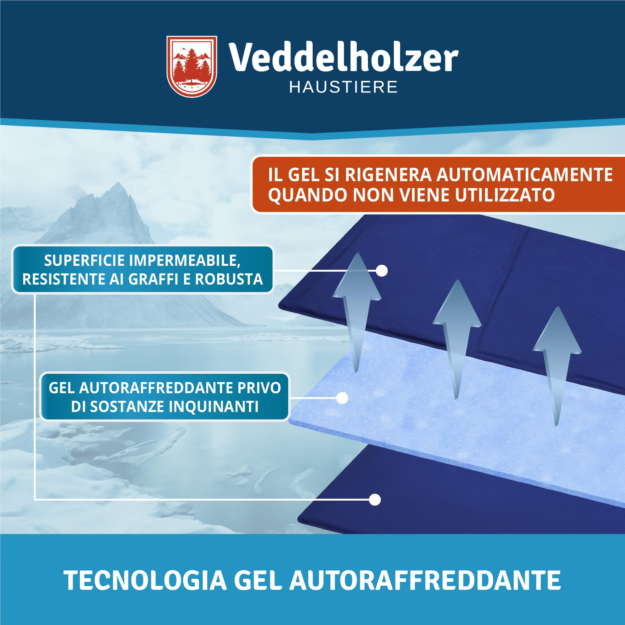 Veddelholzer Tappetino refrigerante (L) auto-raffreddante senza elettricità, perfetto per l'estate e i viaggi, piccolo, medio e grande