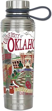 Catstudio University of Oklahoma Collegiate Stainless Steel Water Bottle | Triple Wall Insulation With Non Slip Bottom | Great For Running, Hiking, Sports, Travel