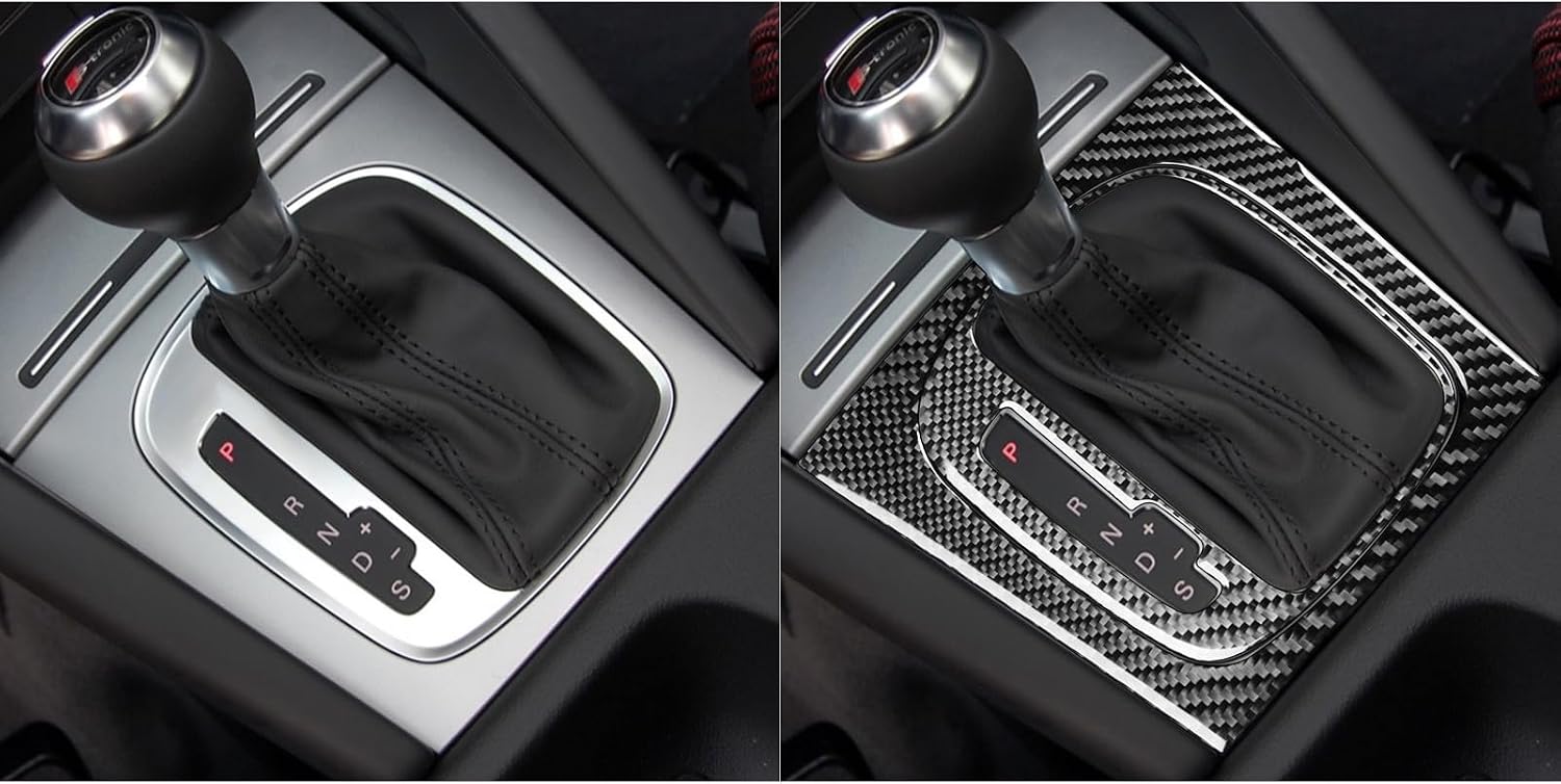 Carbon Fiber PC Vinyl Cover Trim Sticker Accessories Decoration Compatible with Audi A3 S3 8P 2006 2007 (Automatic Gear Shift Dashboard Frame 31, Black)