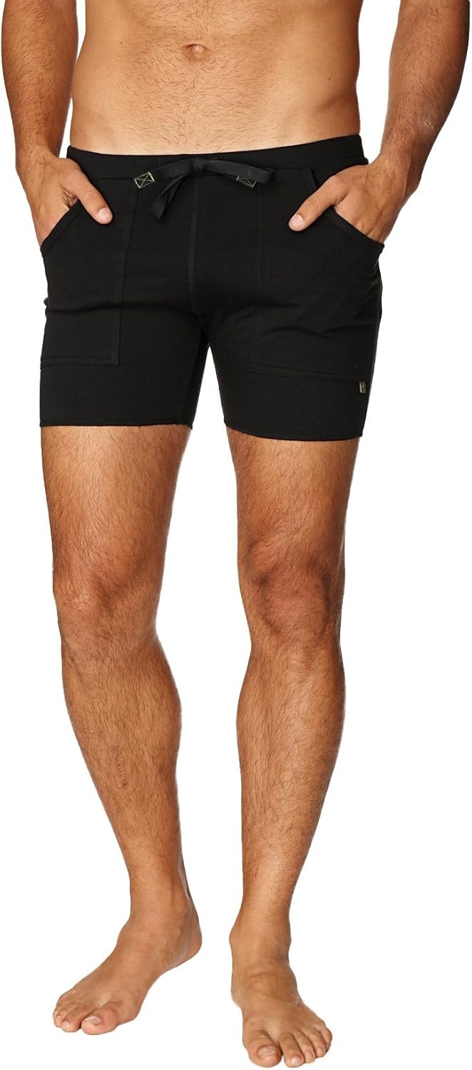 4-rth Mens Transition Yoga Shorts (Medium, Solid Black)