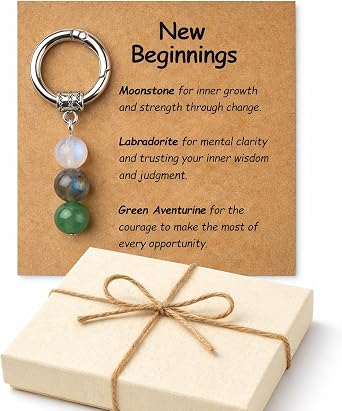 Crystal Keychain Gift for New Beginnings, Farewell Coworker Gift, Healing Crystal Keyring, Graduation Gift