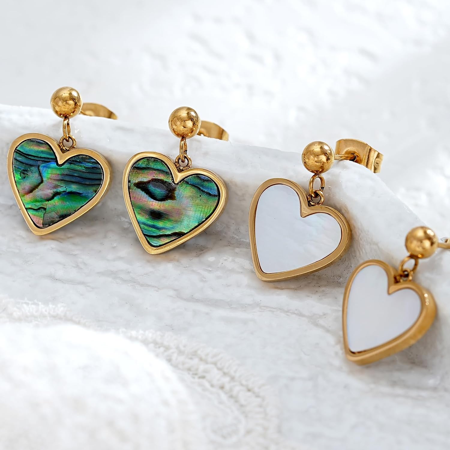 Abalone/White Shell Dangle EarringsTurquoise/Malachite/Shell Earrings Jewelry Gift for Women - Image 2