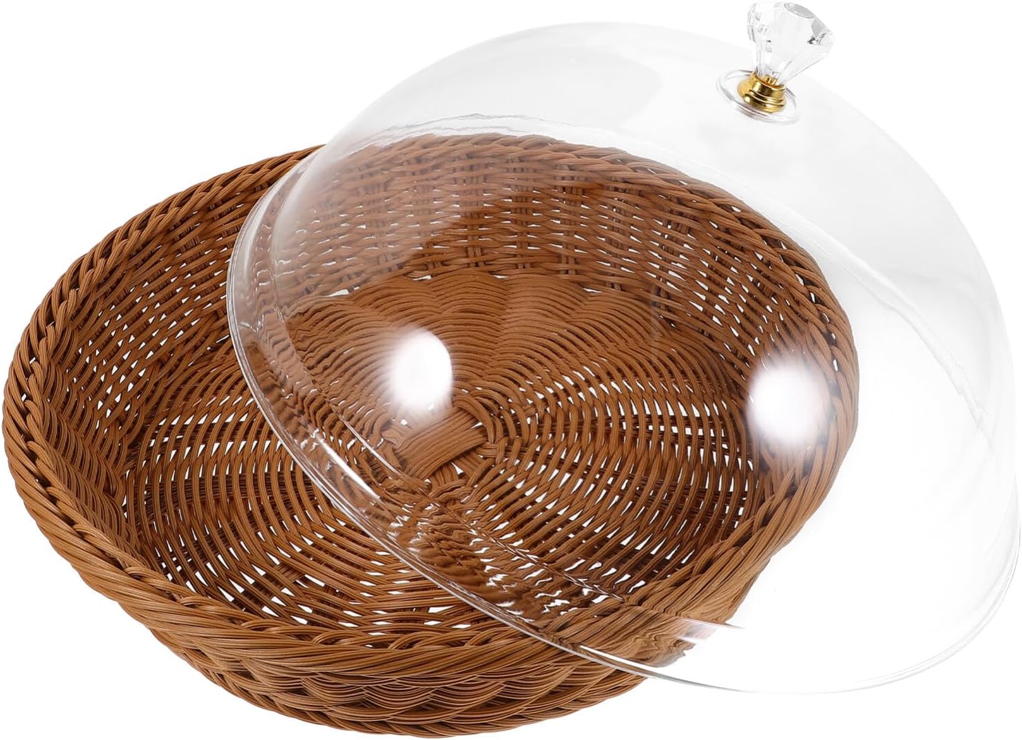 Luxshiny Woven Bread Basket with Lid Food Storage Organizer for Fruits Vegetables and Snacks Stylish Kitchen Serving Tray and Material