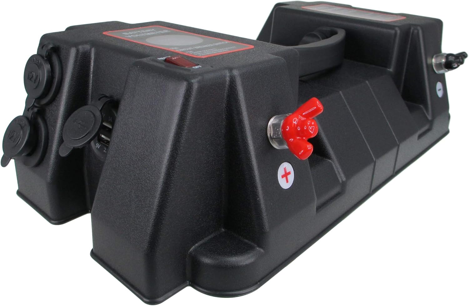 Pactrade Marine Boat Battery Box Dual USB Charger 2 Power Socket Voltmeter Gauge