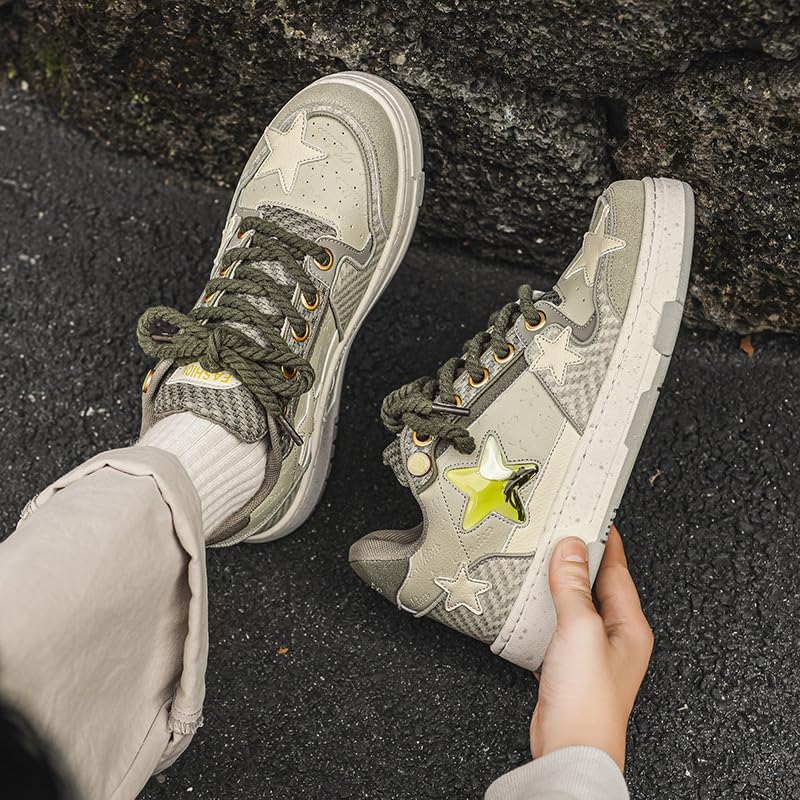 Premium Leather Y2K Retro Star Pattern Sneakers for Casual Wear with Comfortable Fit and Non-Slip Sole 7