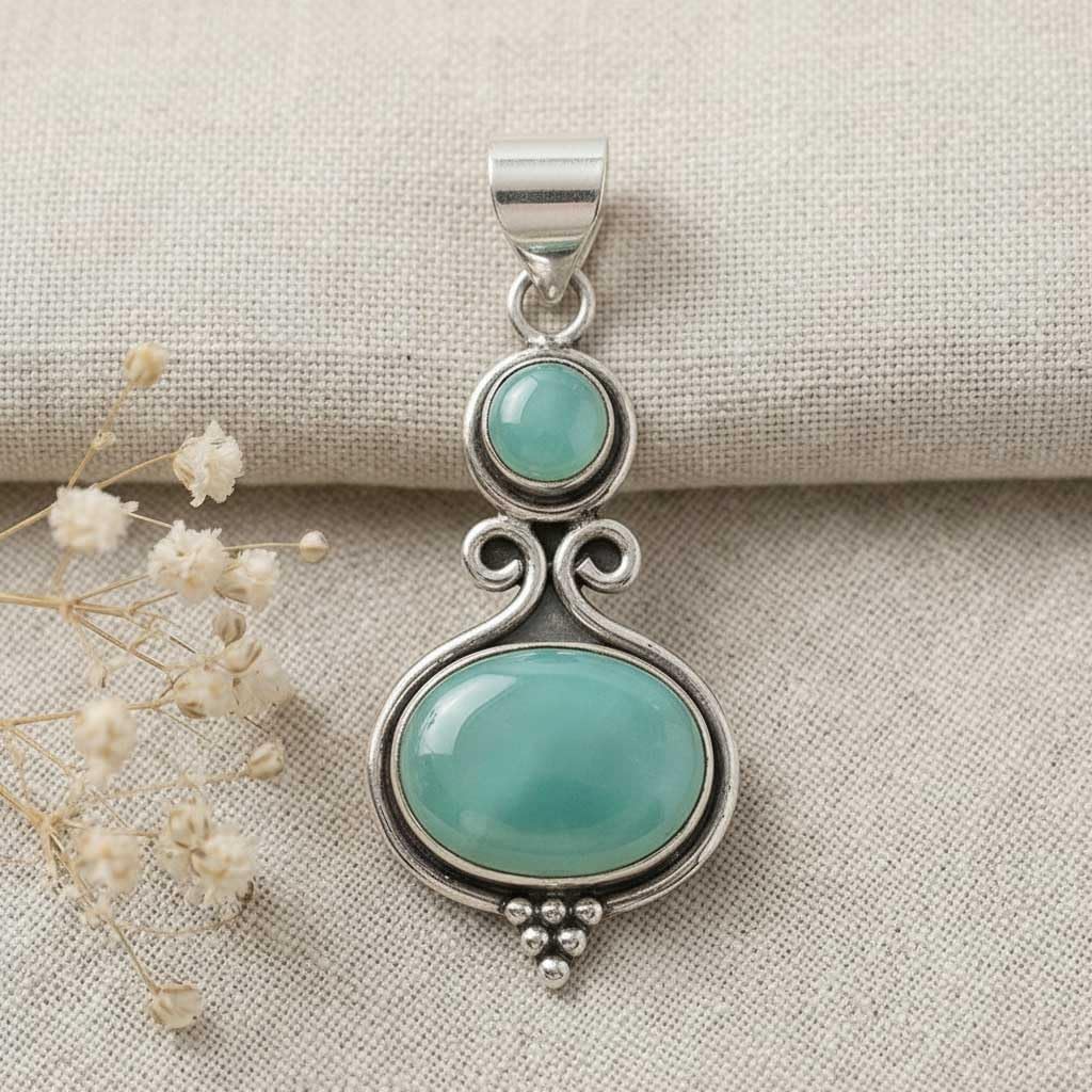 Tiger Eye, Labradorite, Onyx, Rose Quartz Oval - Round Handmade Pendant Necklace 925 Sterling Silver Plated Boho Chunky Natural Gemstone Jewelry For Women