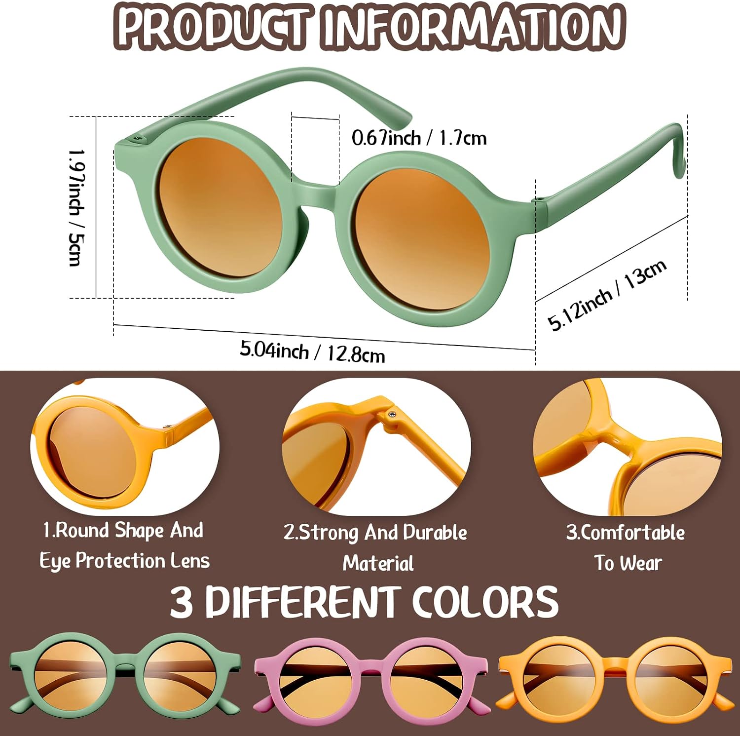 Zhengmy 9 Pairs Kids Sunglasses Round Flower Heart Glasses for Toddler image 3