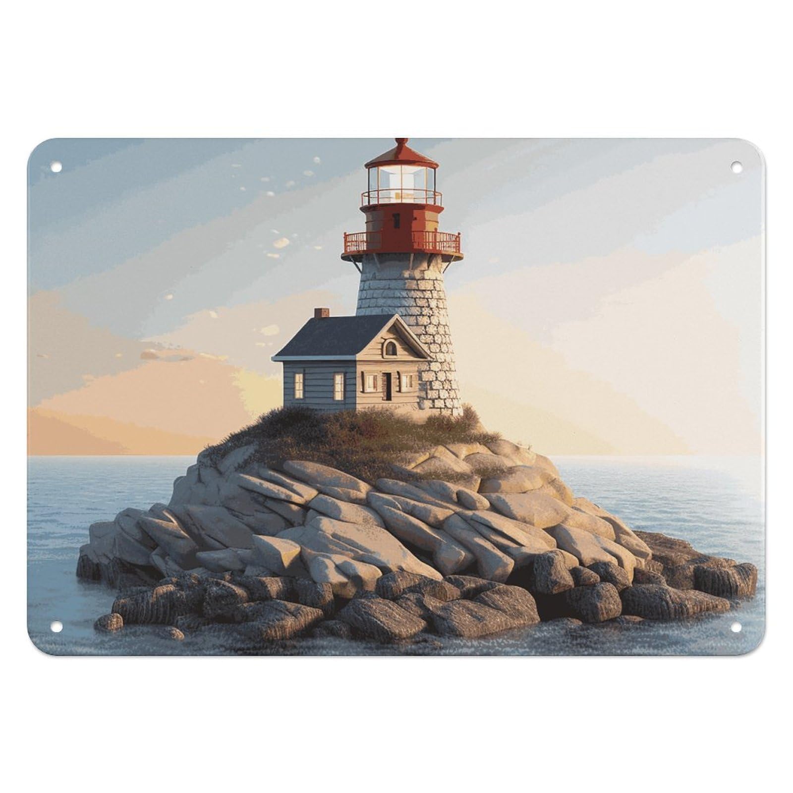 Btcowzrv Style 3D Seaside Lighthouse Metal Sign, 5.5" X 7.9" Tin Wall Decor, Wall Art Plaques For Home Wedding Decor Room Living Room Decoration