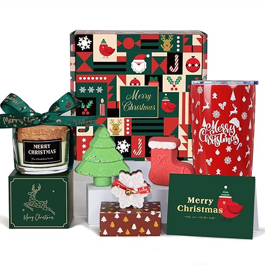 Christmas Gifts for Women – Xmas Relaxing Spa Scented Candle Insulated Tumbler Thank You Gift Basket for her, Mom, Wife, Girlfriend, Sister, Bestie, Friends, Coworkers, Teacher, Holiday Gift Box Set