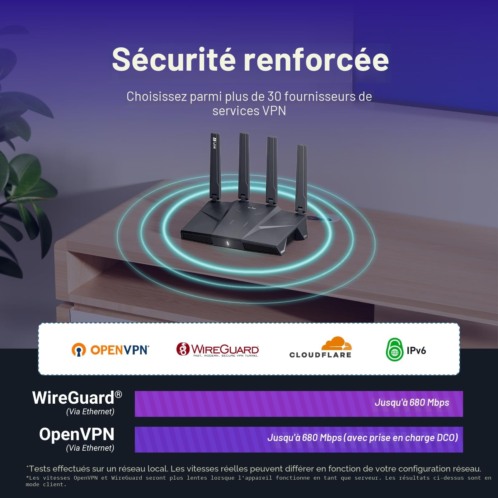 GL.iNet GL-BE9300 Flint 3 Routeur WiFi 7 Tri-Band Gaming Haute Vitesse 5 Ports Multi-Gig 2.5G MLO