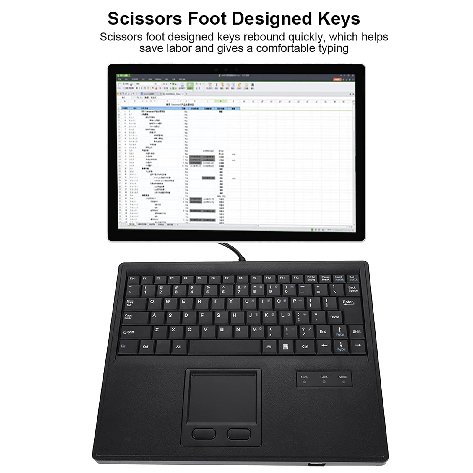 Akozon Tastiera Cablata con Touchpad, Tastiera con Design a Forbice da 10 Pollici con Touchpad Conveniente - Elettronica/Computer e Accessori/Accessori e Periferiche per Computer/Tastiere e