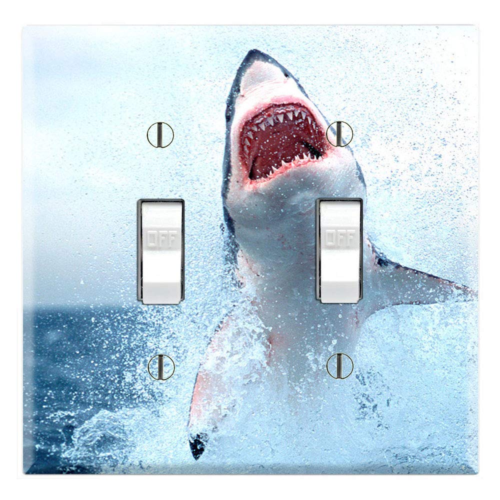 Graphics Wallplates - Great White Shark Attack - Double Toggle Wall Plate Cover