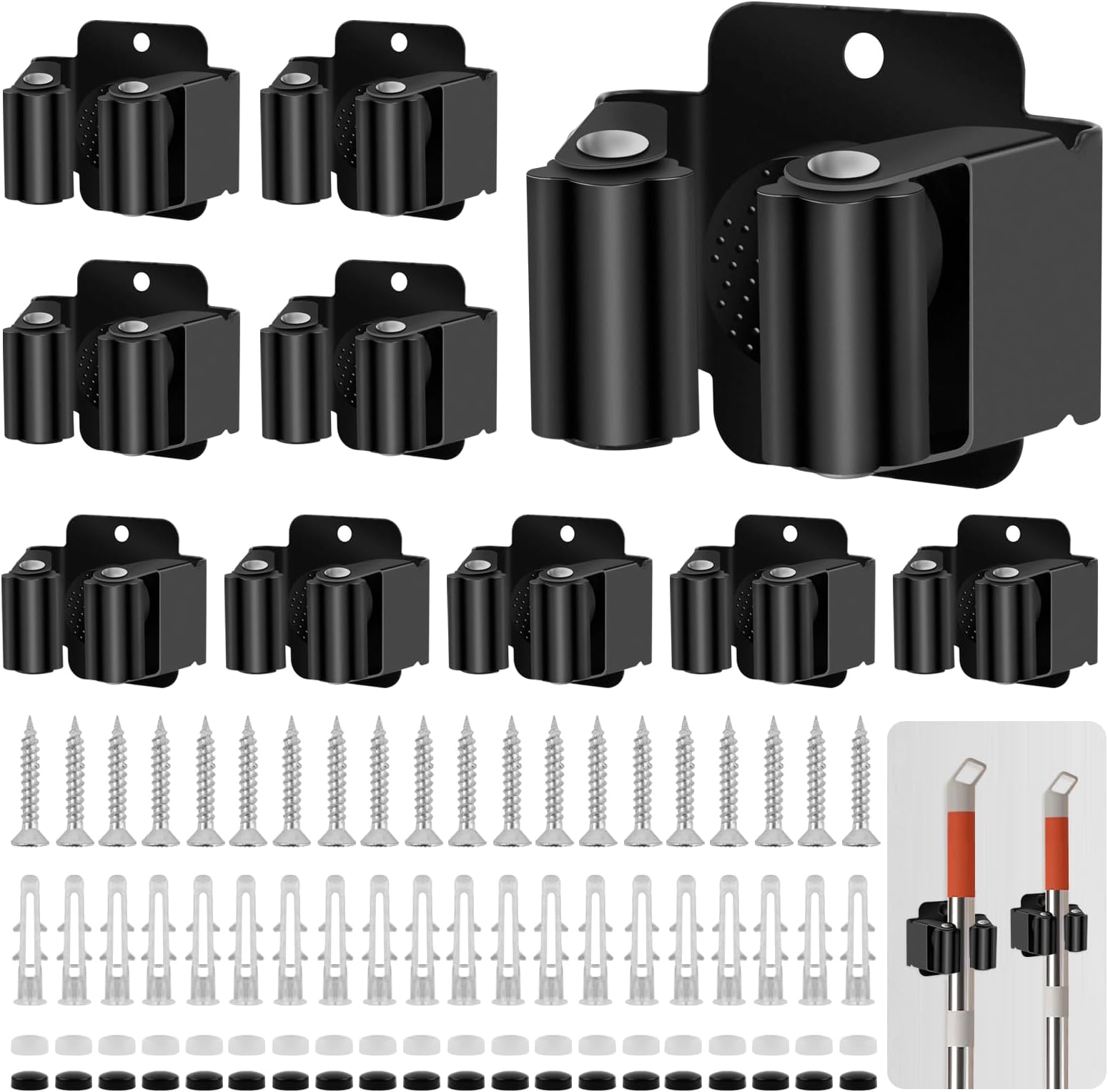 PAMIYO Besenhalterung Wand 12 Stück Gerätehalter Hakenleiste zur