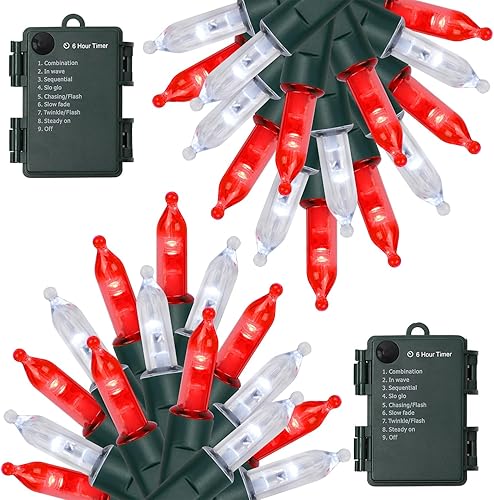 Miniatura 33 de WATERGLIDE Paquete de 2 50 luces LED de Halloween al aire libre, 16 pies con 8 modos, luces de árbol impermeables que funcionan