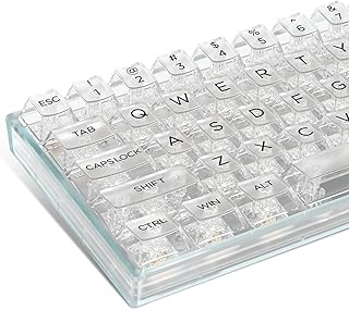 140 Keys Clear Keycaps Full Set, Custom Cherry Profile Keyboard Keycaps, Transparent PC Material Keycaps for 60% 65% 75% 100% Cherry Gateron Mx Switches Mechanical Keyboard
