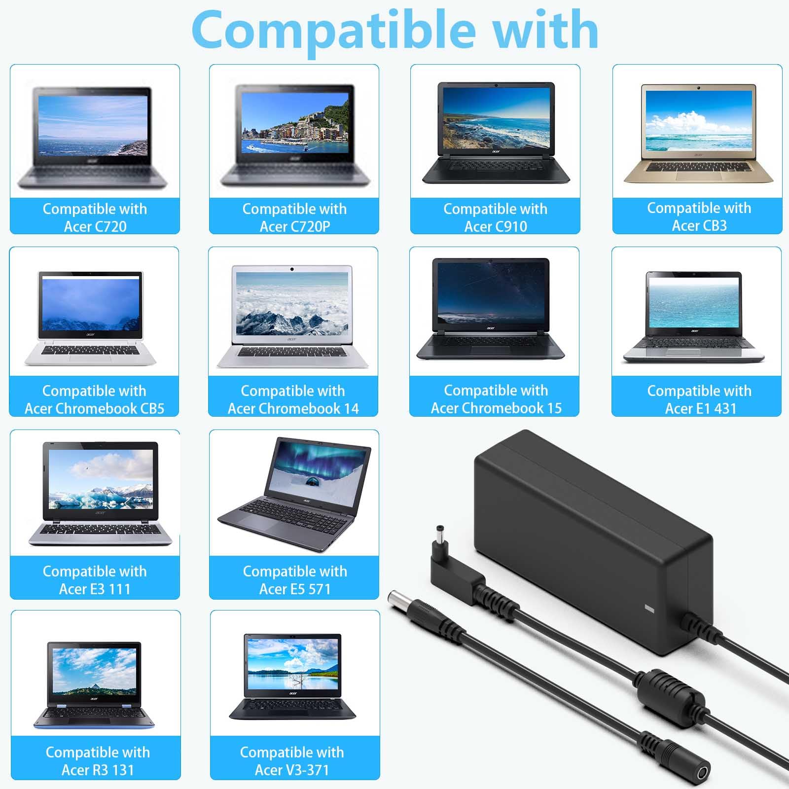 Zamiennik Acer 65W 19V 3.42A kabel do ﾅＢdowania laptopa 3,0 mm 1,1 mm zasilacz ﾅＢdowarka do Acer Swift 1 3 5 SF113-31 SF114-31 SF114-32 Spin 1 3 5 SP111-31 SP111-31N SP111-32 A13-045N2000A PA-1650-68