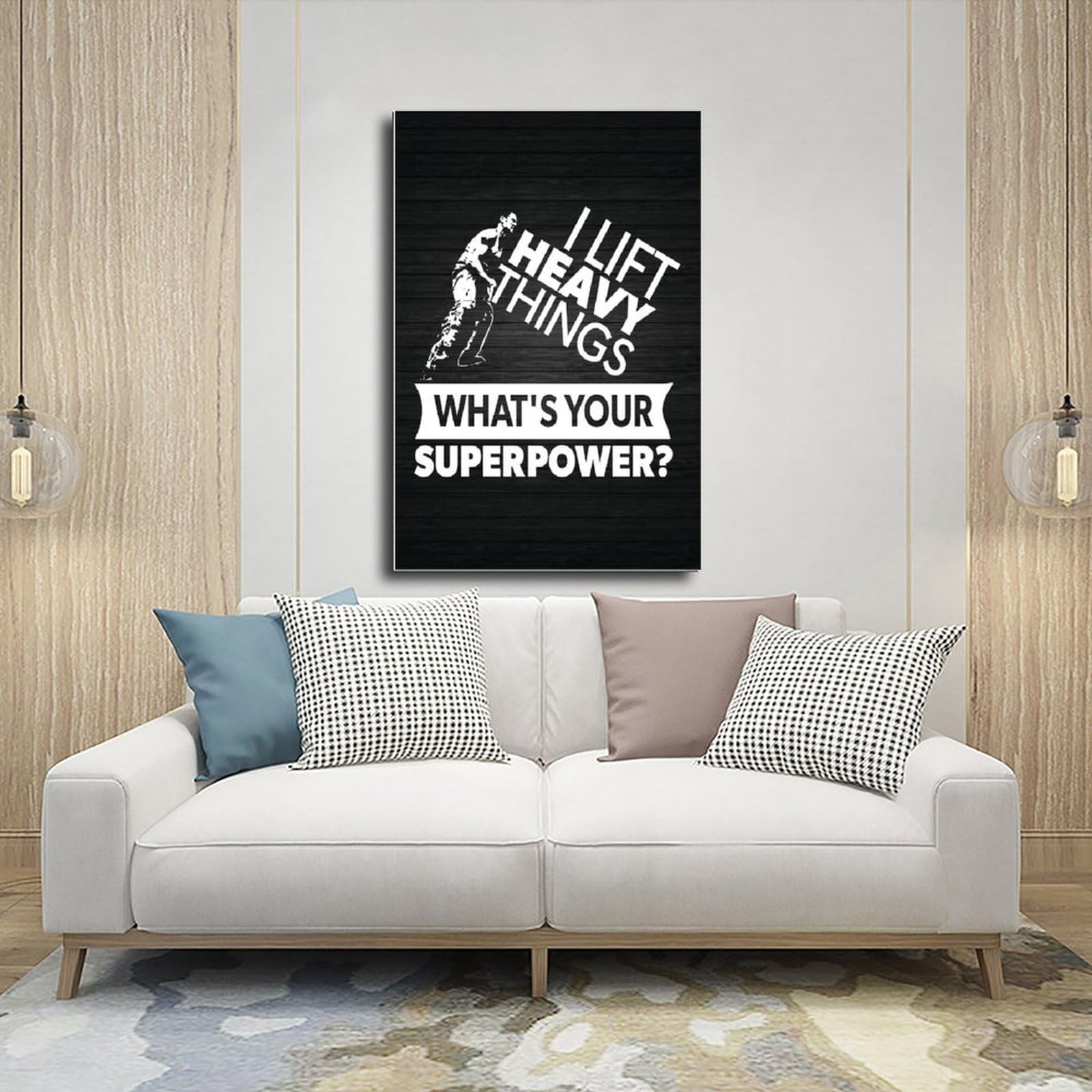 Lift Heavy Superpower - Póster motivacional para pared de gimnasio, sala de entrenamiento, palabras para decoración del hogar, lienzo positivo, 60 x 90 cm