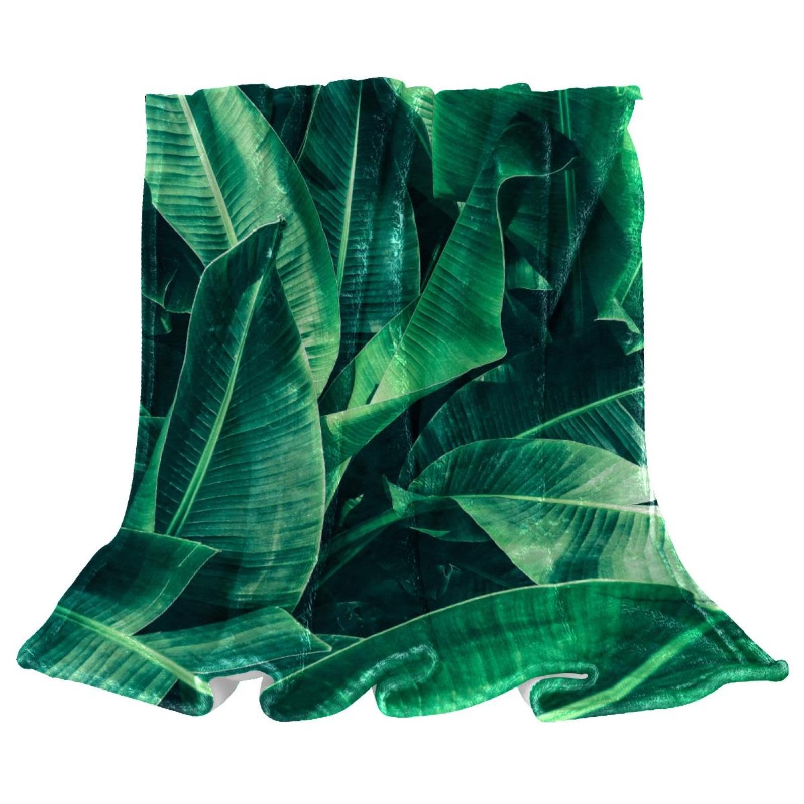 Couverture polaire feuilles vertes couverture microfibre 150x100