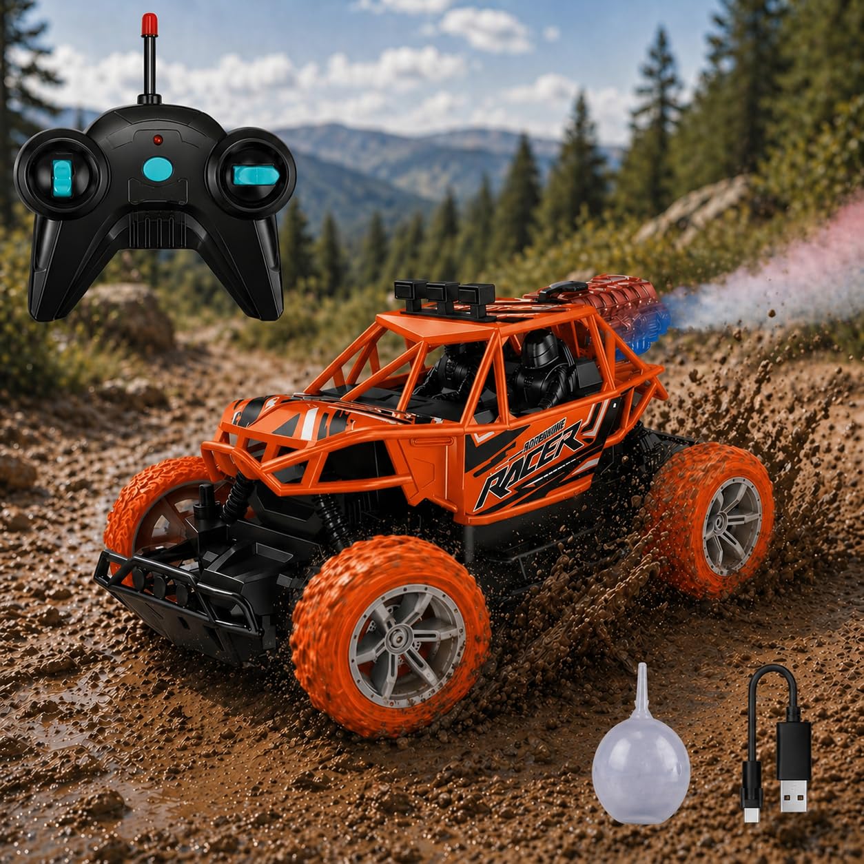Toy Imagine Remote Control Climbing Car with Cool Spray Effect | 40 MHz RC Off-Road Buggy with Rechargeable Battery & USB Charging | Toy Vehicle for Kids (Age 5+) | Colour May Vary-image-19
