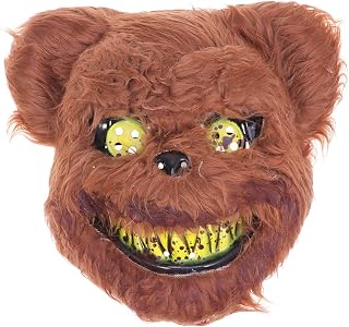 FUNZZY Máscara facial de urso marrom sangrento de Halloween para apresentação, barra de máscaras para cosplay
