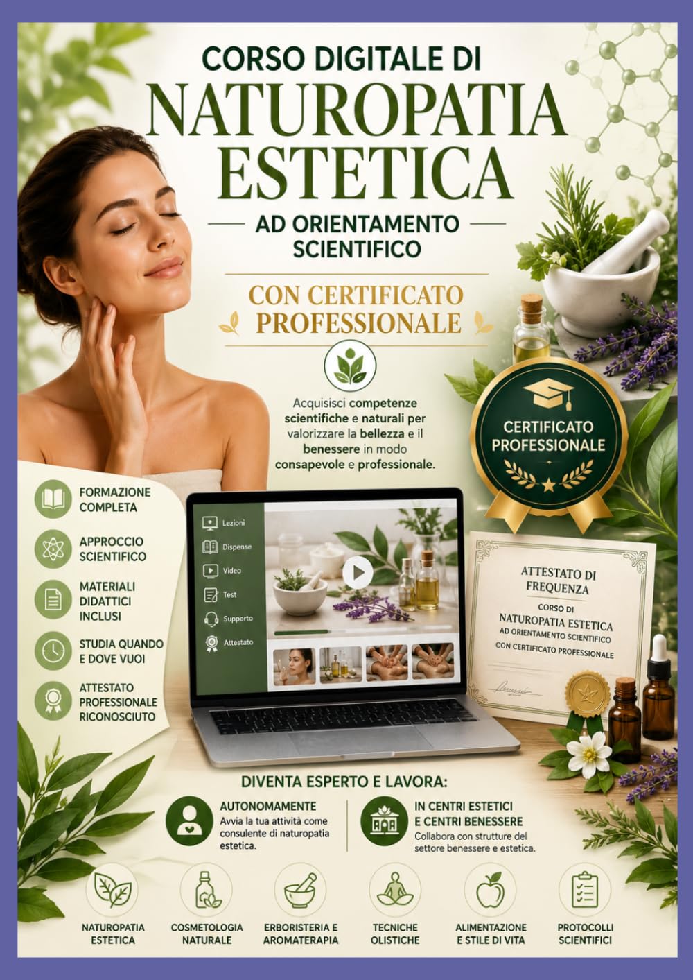 Corso Digitale di Naturopatia Estetica ad orientamento scientifico con Certificato Professionale: Diventa Esperto e lavora sia autonomamente che in Centri Estetici e Benessere