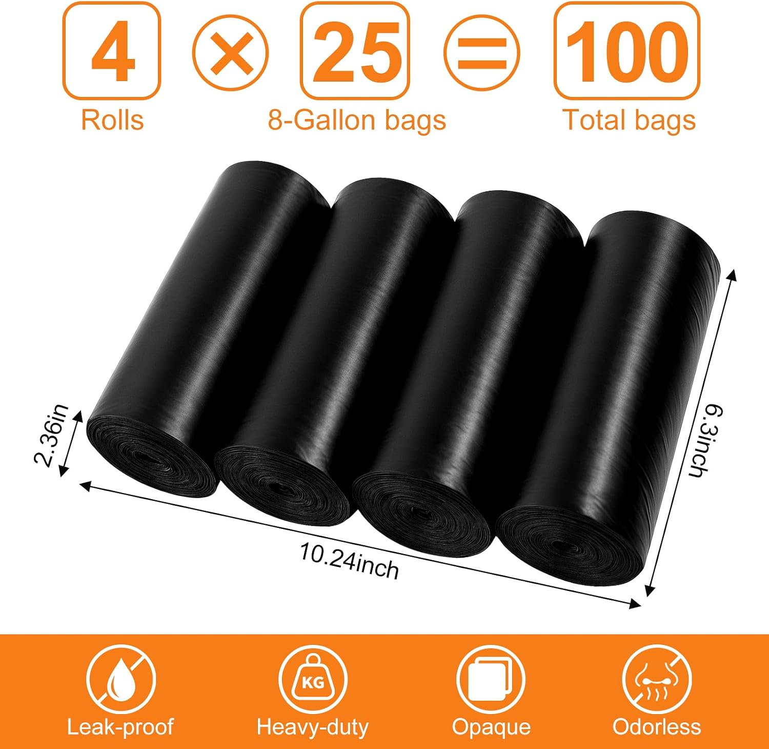 HXSEMAYIG 100PCS Portable Toilet Bags - 8 Gallon Camping Toilet Bags, Toilet Replacement Bags, Compost Bags, Camping Toilet Bags for Portable Toilet, Car Travel, Camping, Long Trips image 2