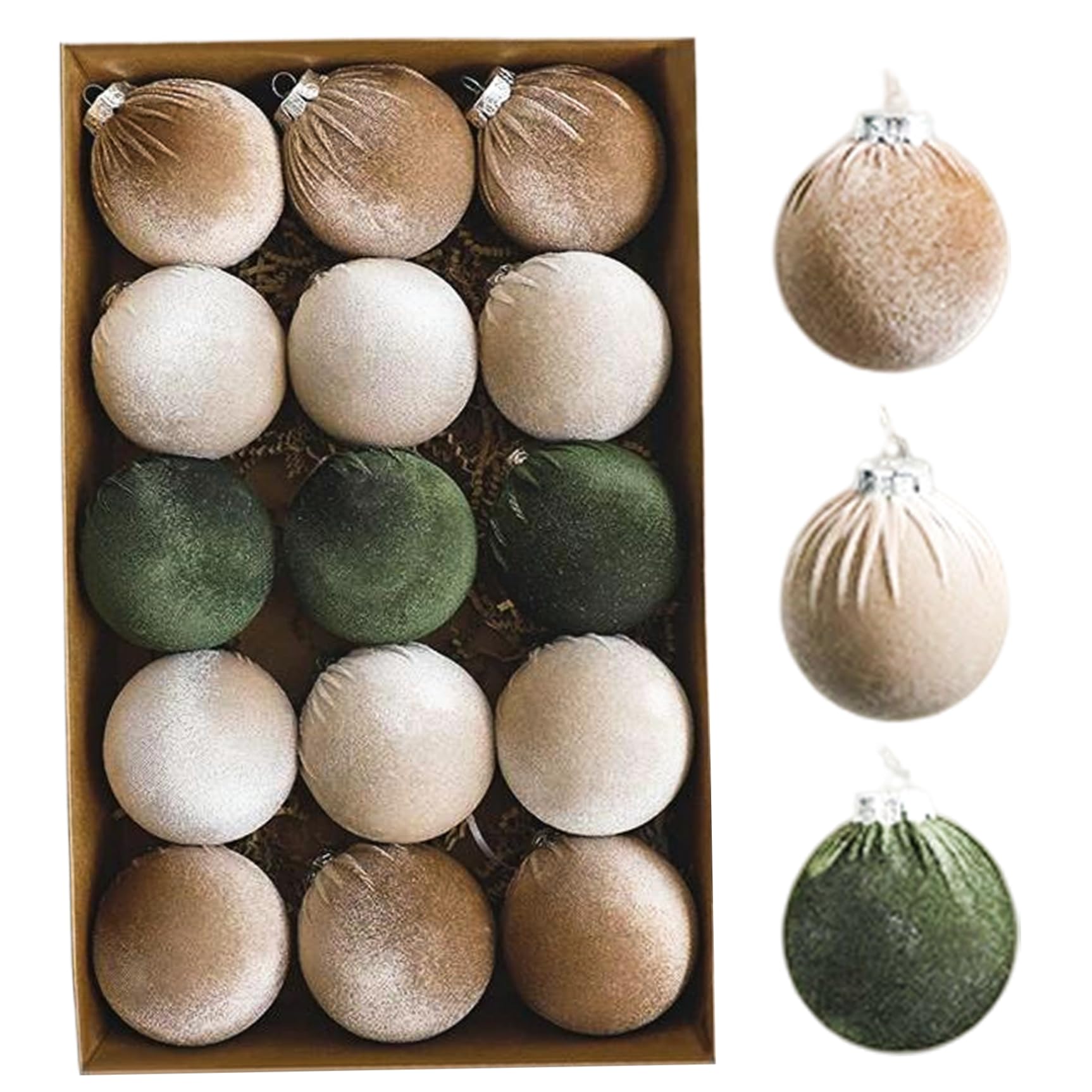 Boules de Noël en Velours Marron 8cm x15 | Décoration Sapin Incassable