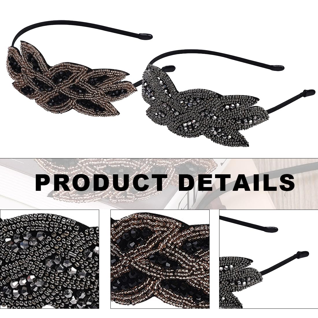 Sasylvia 2 fasce per capelli con perline per Halloween anni '20, ruggenti anni '20, per danza del ventre, argento e oro, copricapo esotico per feste a tema retrò di Halloween