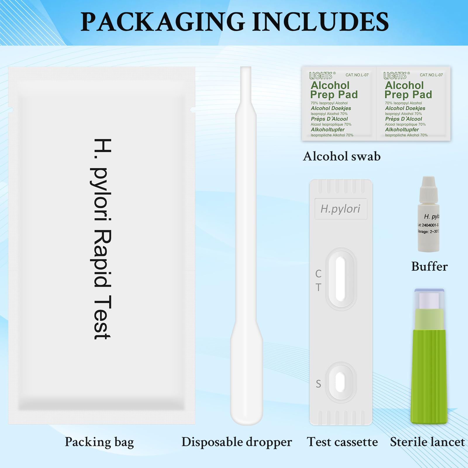 H. Pylori Rapid Test at Home (4 Tests)- Helicobacter Pylori Self Testing Kit, Results in 10 Minutes