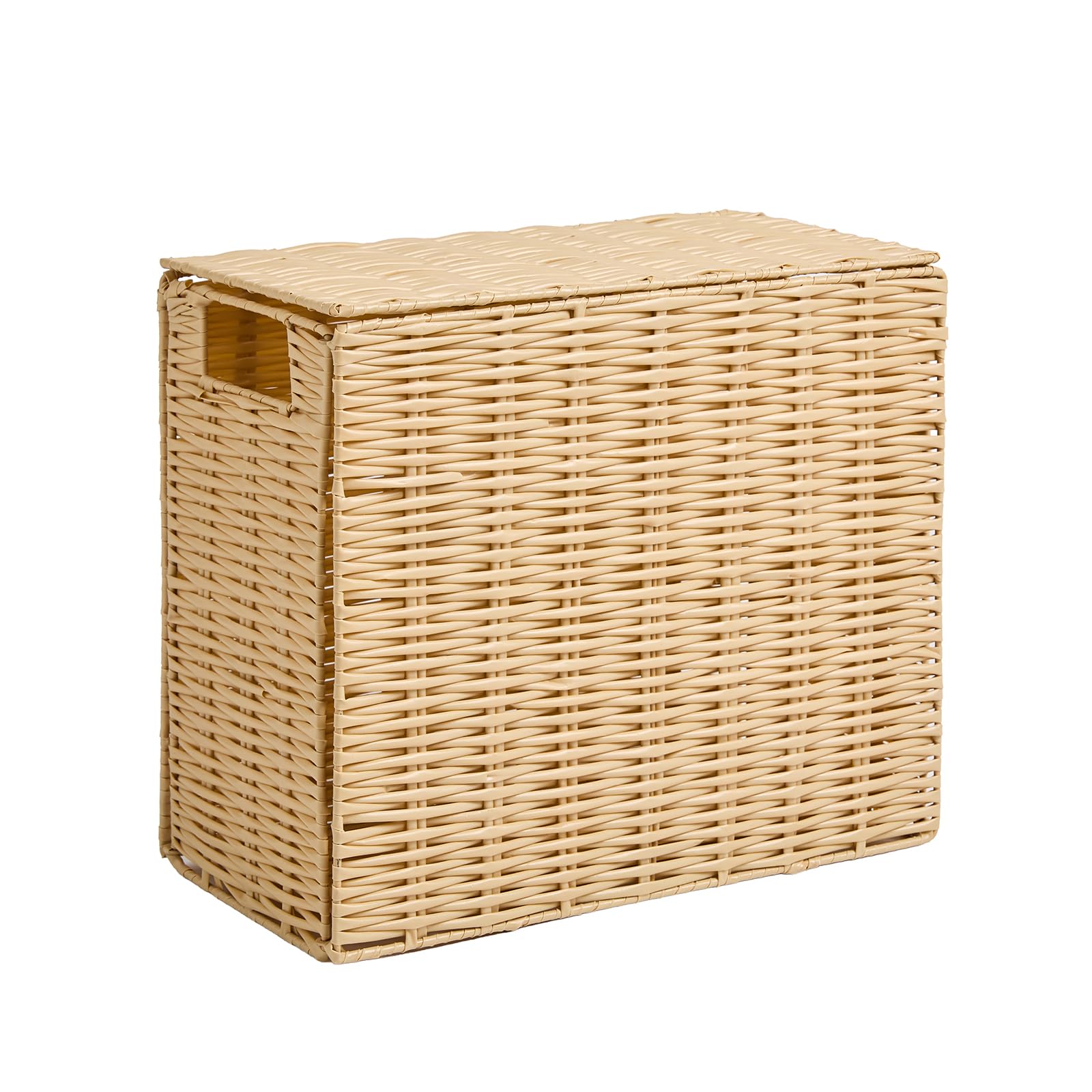 OHS Bathroom Floor Cabinet Woven Foldable Toilet Roll Storage Box, Natural