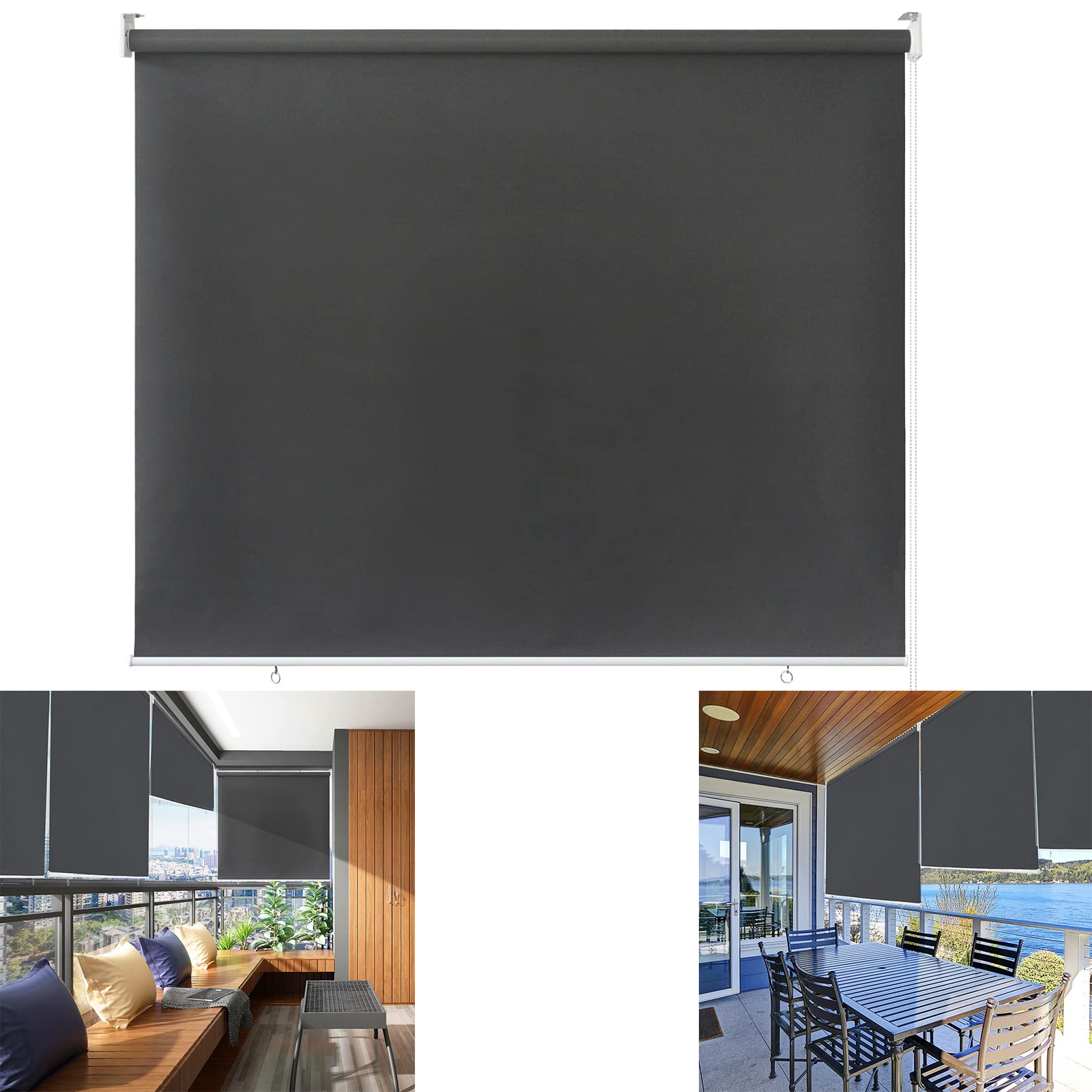 LZQ Store enrouleur occultant thermique pour balcon - Store vertical - Résistant aux UV et au vent - Imperméable (anthracite, 180 x 240 cm)