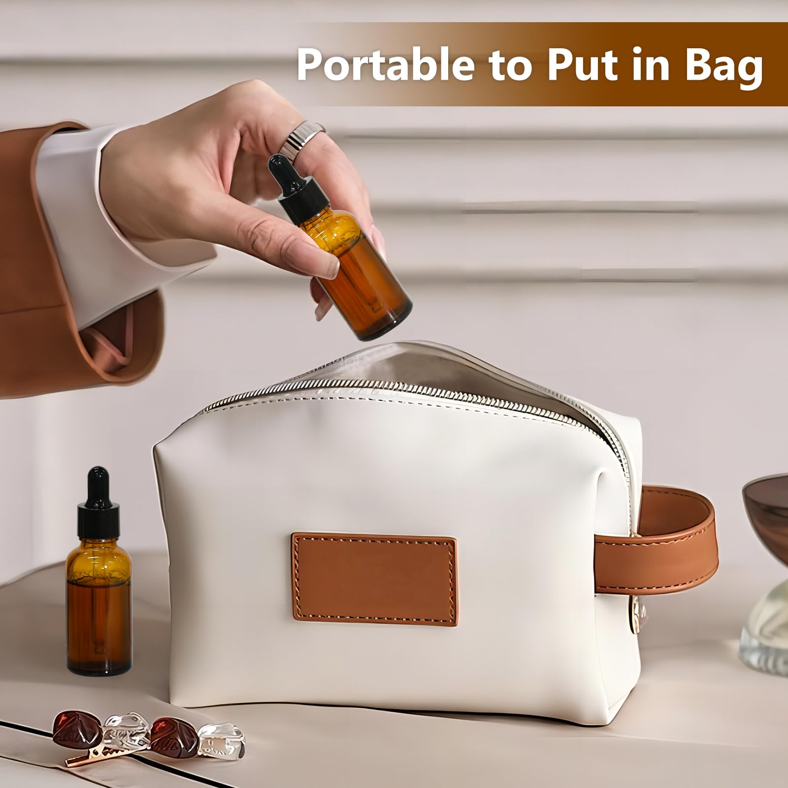 KEYWING Paquete de 60 botellas cuentagotas de 28.3 g para aceites esenciales con cuentagotas de vidrio largo, botellas de vidrio ámbar de 30 ml para líquidos