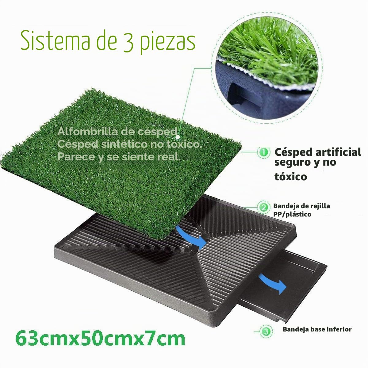 Sailnovo Inodoro para Perros de 63 x 50 cm, Inodoro para Cachorros, Almohadilla de Entrenamiento para Perros pequeños, Grandes y Mayores - Inodoro para Mascotas