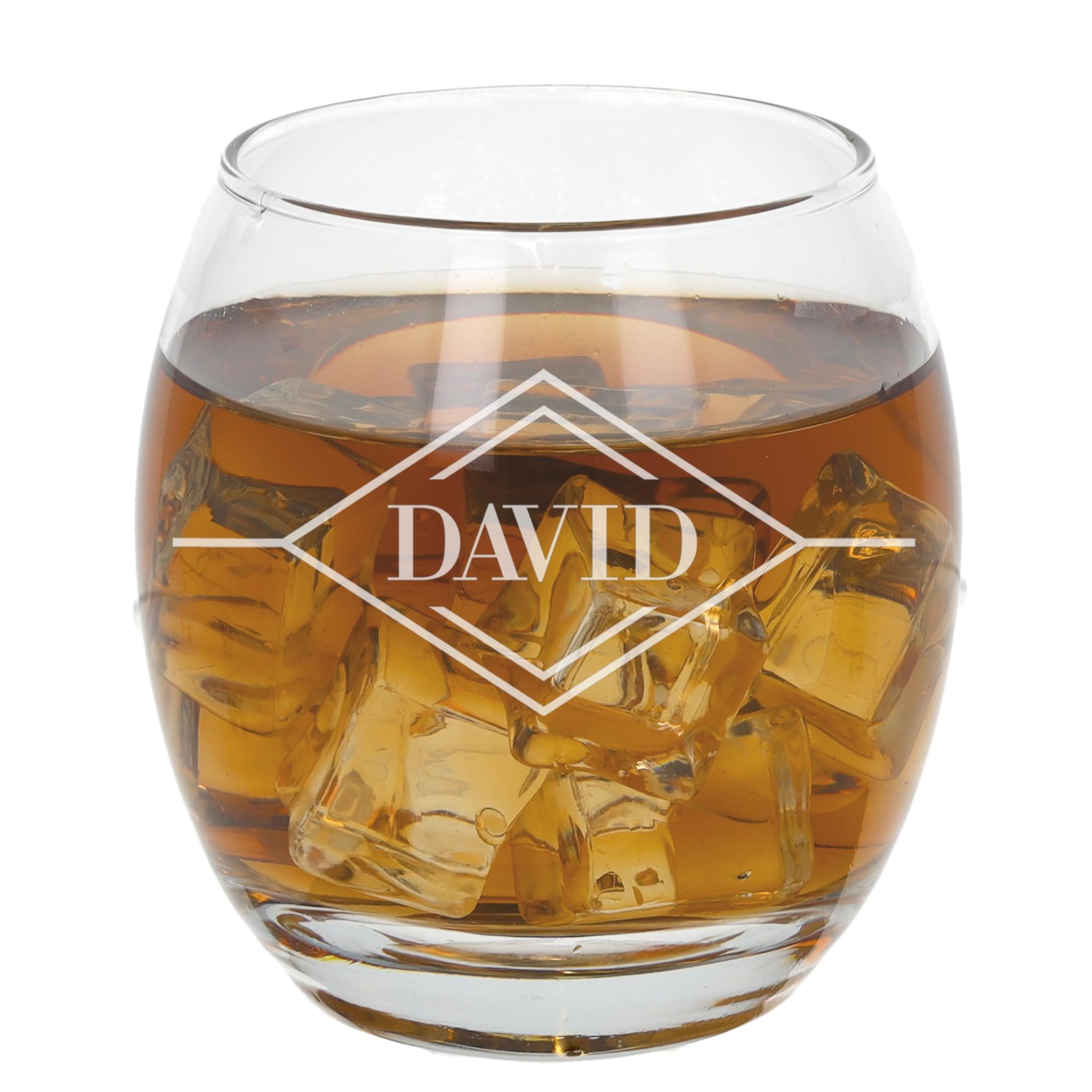 Personalised Engraved Whiskey Tumbler Glass Whisky Lowball Tumbler Glasses Personalised gifts for men Birthday Christmas Anniversary Wedding Gift Personalise (Geometric Name, Tondo)
