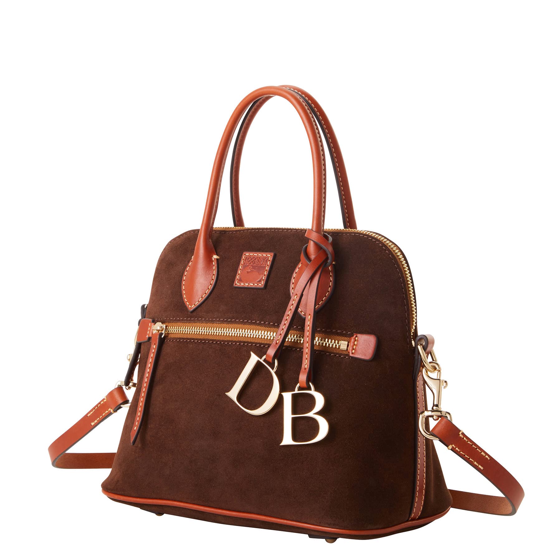 Dooney & Bourke Handbag, Suede Domed Satchel - Brown