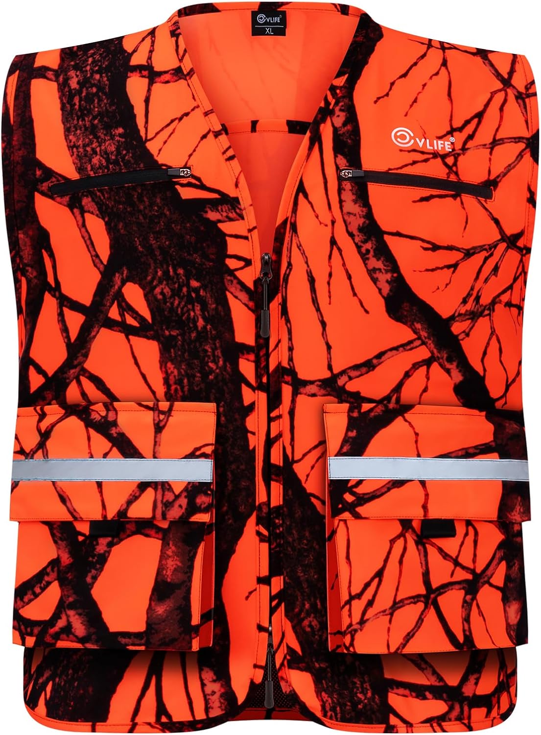 CVLIFE Blaze Orange Hunting Vest with Multi Pockets Hunting Vest for Men Adjustable Hunter Orange Vest High Visibility for Outdoors