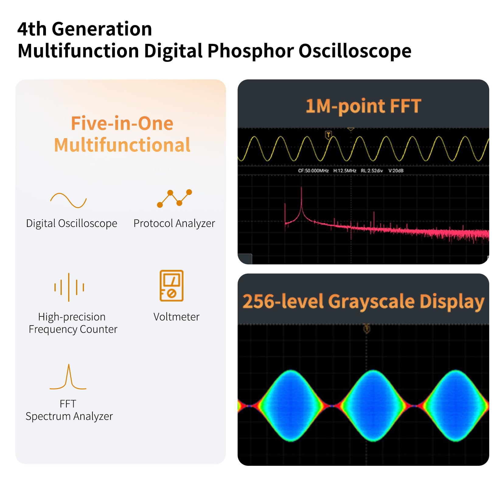 OWON Osciloscopio digital ADS812A, ancho de banda de 2 canales, 100 MHz, frecuencia de muestreo de 1,25 GS/s, osciloscopio de escritorio de almacenamiento de alta precisión de 12 bits