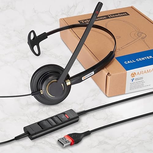 Miniatura 7 de Auriculares USB con micrófono con cancelación de ruido y controles de audio, auriculares USB ultra cómodos para computadora, portátil, PC, negocios,
