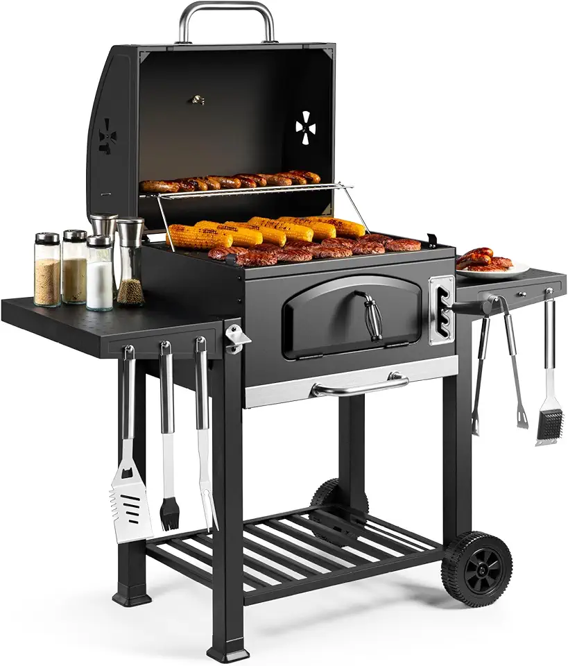 BBQ, planchas & accessoires terrasse 2026 : 50 indispensables pour l'été VonHaus Barbecue au Charbon – Barbecue XL avec Grille de Maintien au Chaud, Tablettes Raba