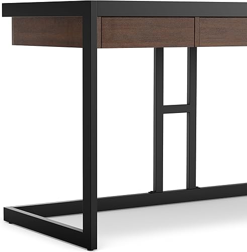 Miniatura 11 de SIMPLIHOME Erina Desk - Escritorio de madera maciza de acacia y metal de 60 pulgadas de ancho en color marrón carbón envejecido, mesa industrial