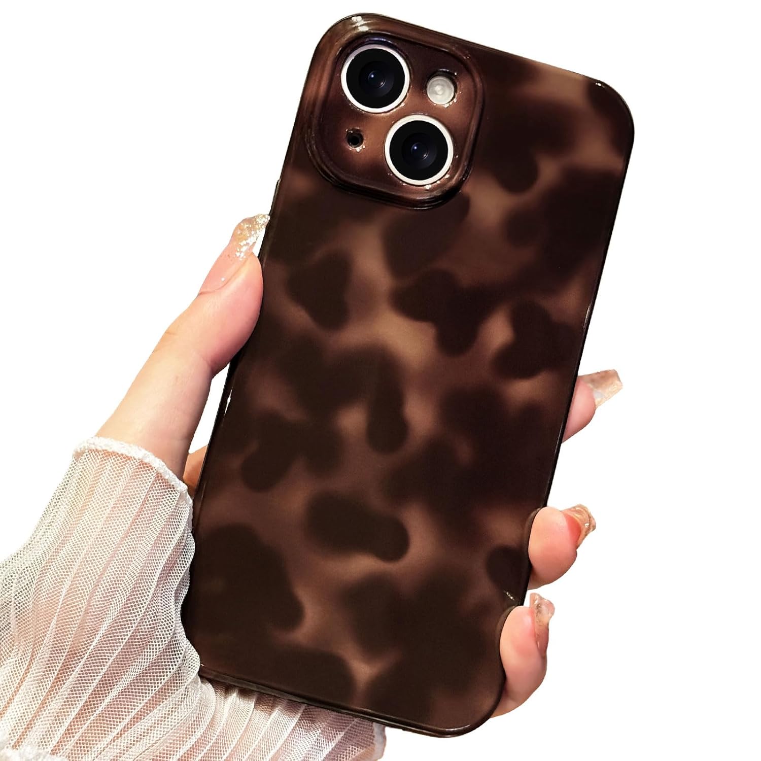 Anuck for iPhone 13 Case Tortoise Shell Phone Case Cute Chic Amber Leopard Cheetah Print Aesthetic Design Full