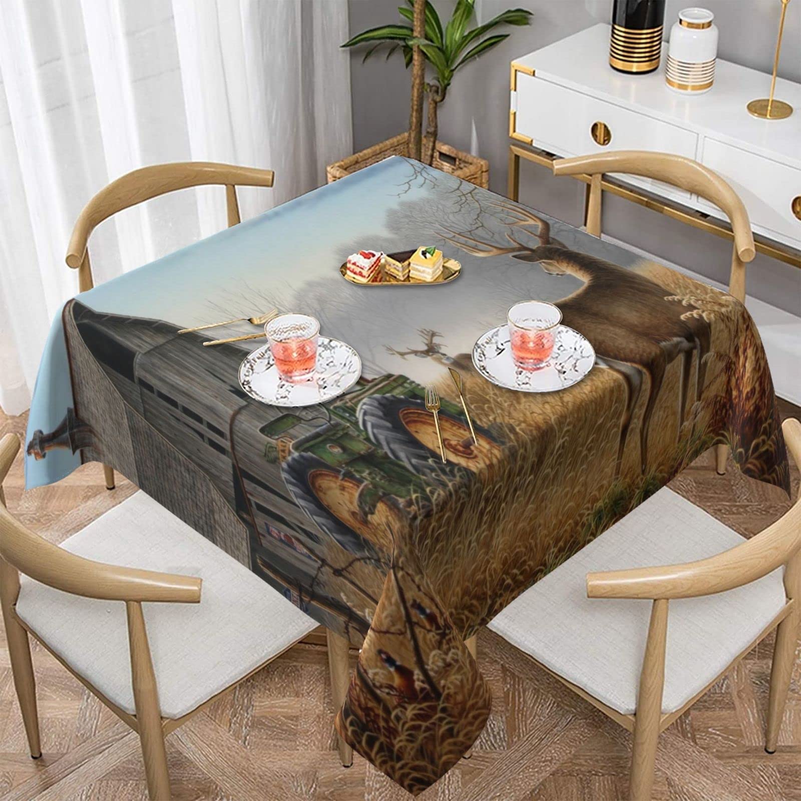 Nappe carrée motif cerf table de cuisine linge de table décoratif salle à manger