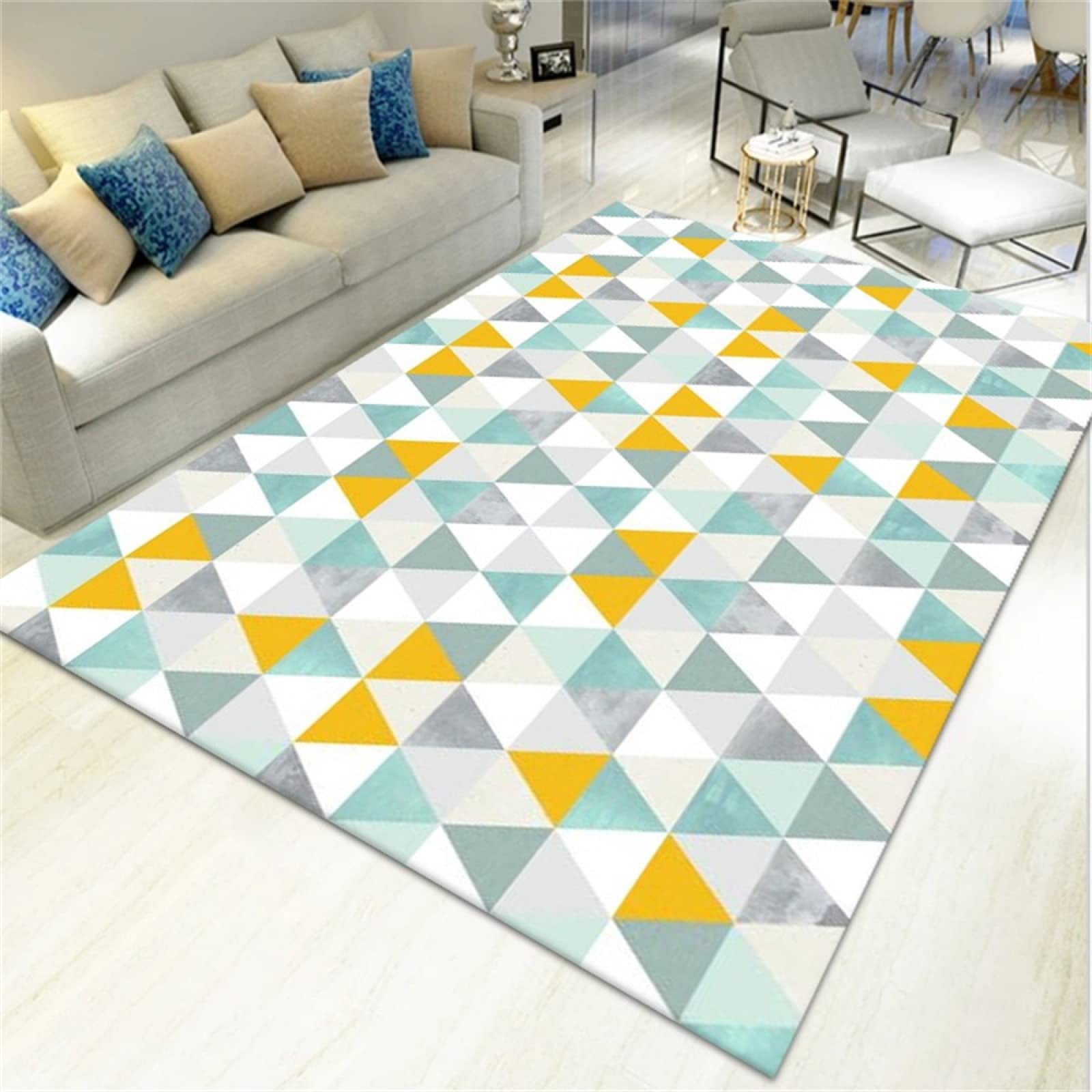 Decoration de chambre ado fille avec ce grand tapis multicolore