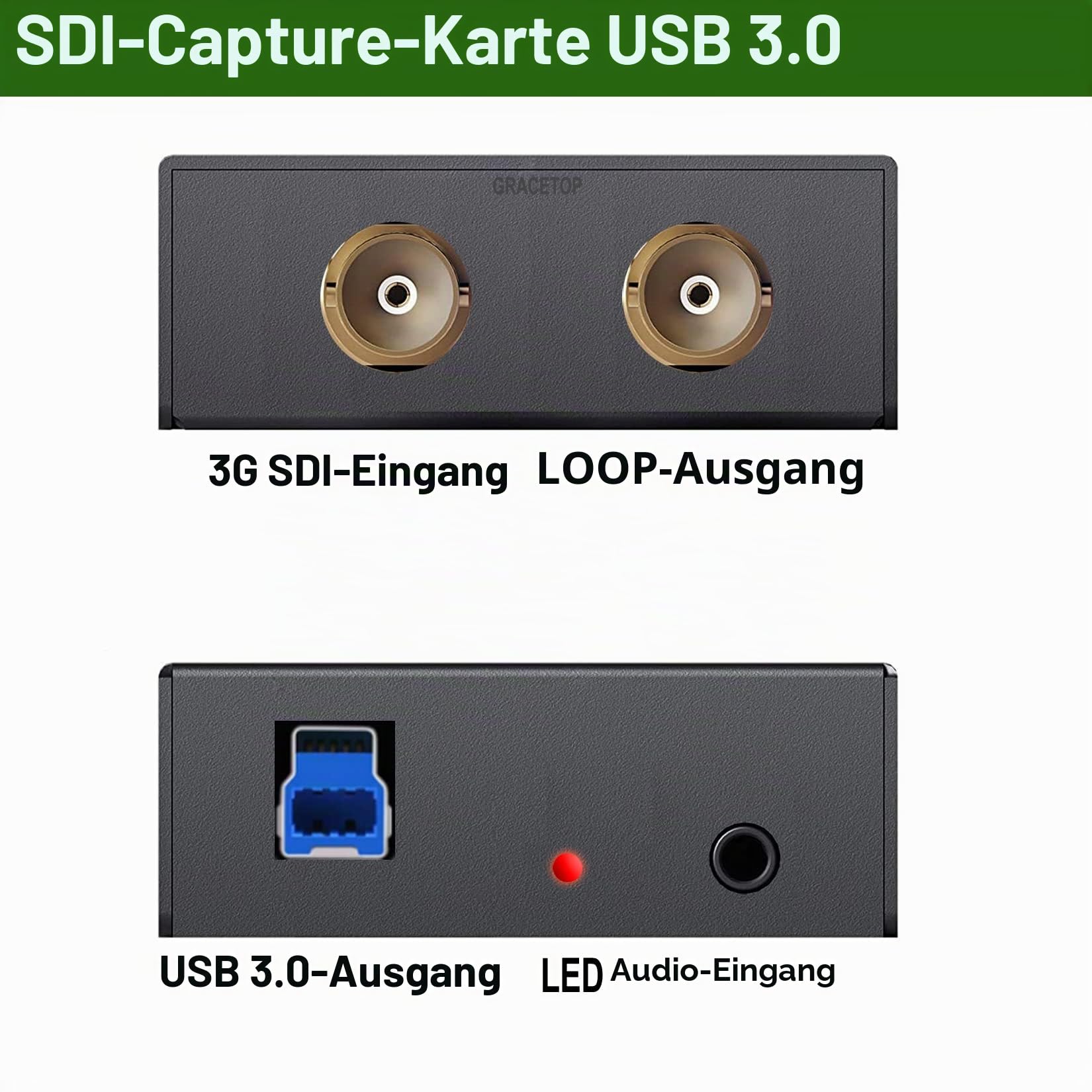 1080P SDI auf USB 3.0 mit SDI Loopout Video Capture Card, for Game Streaming Video Recording for Windows, Linux, OS (SDI Capture Card)