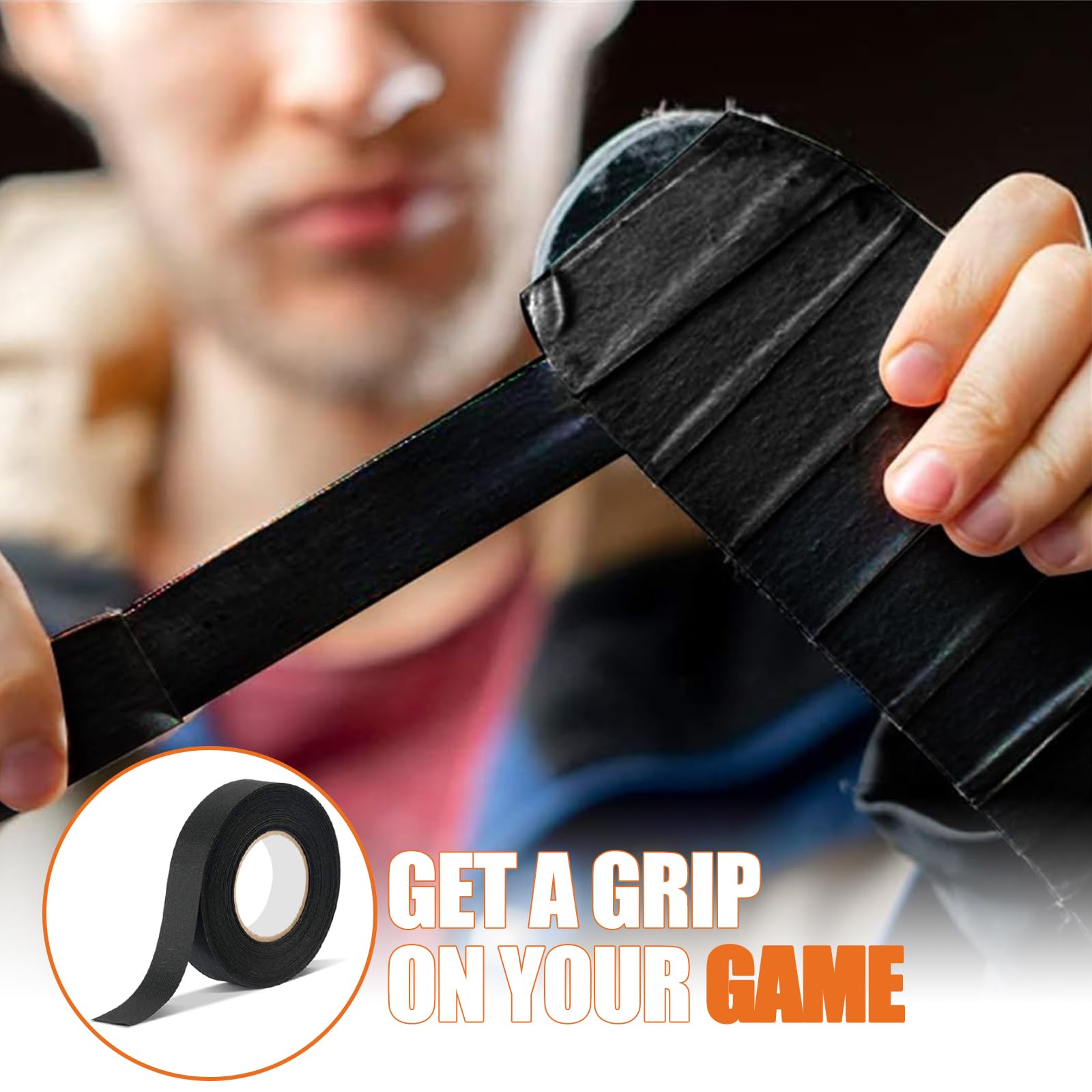 2 Pièces Grip Tape, Noir Ruban Adhésif Anti-Dérapant, 25M x 25MM Ruban de Bâton de Hockey, Ruban de Raquette pour Badminton, Ping-Pong, Golf, Squash, Tennis et Canne à Pêche