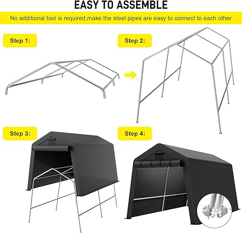 Miniatura 6 de Cobertizo portátil de 7 x 12 pies, refugio de almacenamiento para exteriores, resistente a los rayos UV, cobertizo de almacenamiento al aire libre