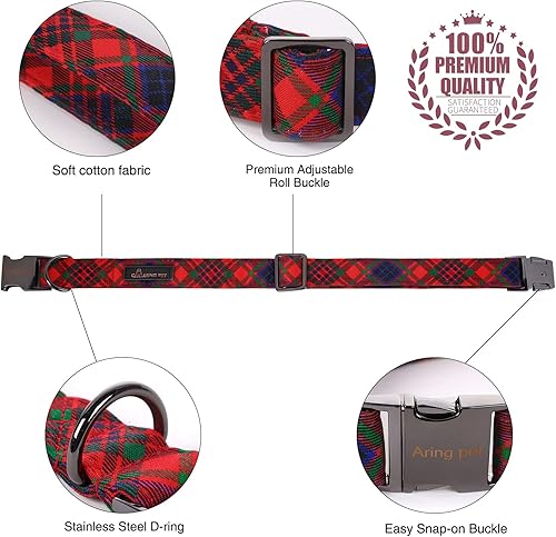 Miniatura 2 de ARING PET Collar de perro de calabaza, collar de perro de algodón a cuadros de Halloween con corbata de moño marinero, lindo collar de perro de
